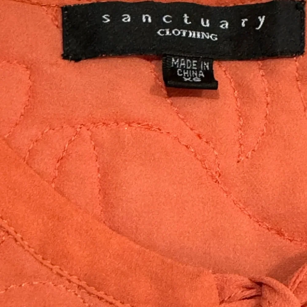 Sanctuary Tangerine Quilt Yoke Long Sleeve Top Size XS - Picture 4 of 5